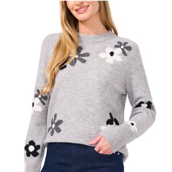 Cece floral grey knit sweater - Picture 1 of 4